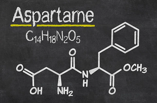 The structural formula of aspartame The structural formula of aspartame